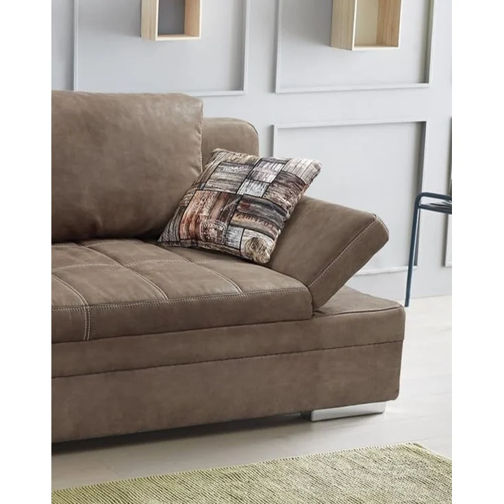 Schlafsofa Armlehnen verstellbar Bettkasten Couch Steppung Antiklederoptik Braun – Bild 7