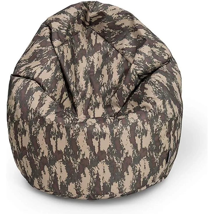 BubiBag Sitzsack für Kinder und Jugendliche - Indoor Outdoor Bodenkissen, Sitzkissen oder als Gaming Sitzsack, geliefert mit Füllung (70 cm Durchmesser, Camouflage)