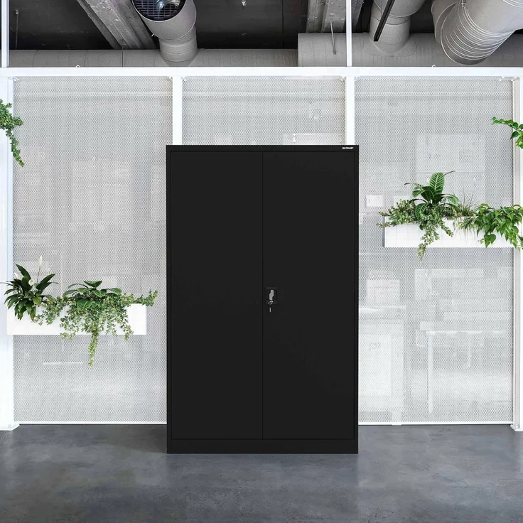 Jan Nowak Metallschrank Jan II 185 x 115 x 40 cm - Aktenschrank abschließbar mit 2 Türen, Mehrzweckschrank mit 5 Ebenen, Büroschrank aus Stahlschrank mit Pulverbeschichtung - Schwarz – Bild 12