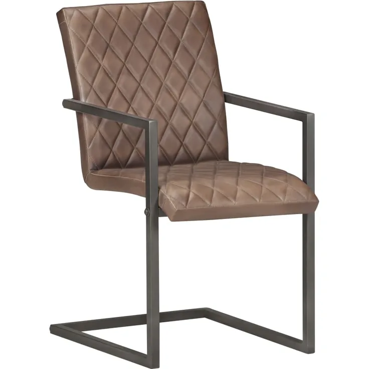 vidaXL Freischwinger 6 Stk. Dunkelbraun Echtleder [3059810]