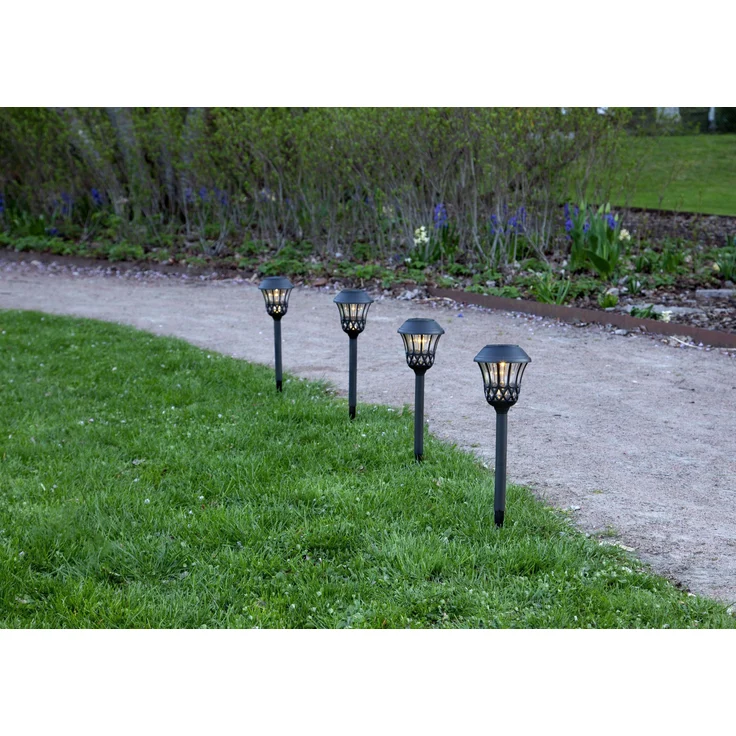 LED-Solar-Wegelicht "Lace", 4er Set, schwarz