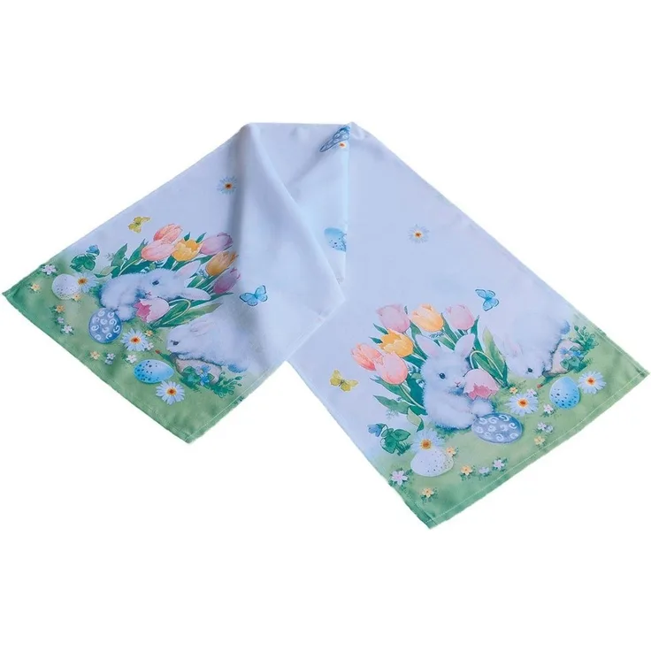 matches21 HOME & HOBBY Tischdecke Tischdecke TORA Osterhasen & Tulpen Druck Polyester 85 x 85 cm (1-tlg), Pflegeleicht & waschbar bei 30 °C