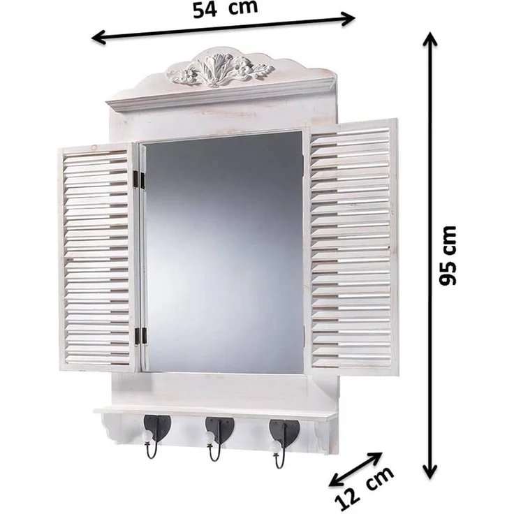 Kobolo Dekoobjekt Dekofenster mit Spiegel white vintage 90x54x12 cm – Bild 7