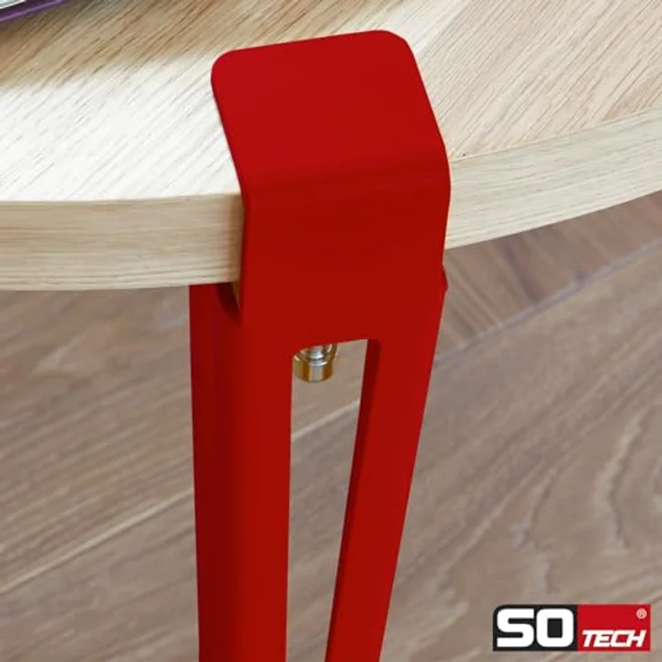 SO-TECH® Tischbein ColorLine in F-Form konisch zulaufend von 70 auf 40 mm, mit Klemmschraube (ohne Bohren) - rot - Höhe 464 mm - 1x – Bild 6