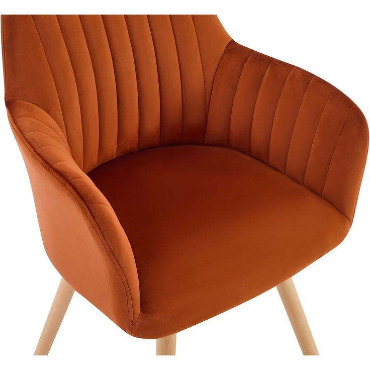 Vente-unique - Stuhl mit Armlehnen 2er-Set - Samt & Metall in Holzoptik - Terracotta - ELEANA – Bild 6