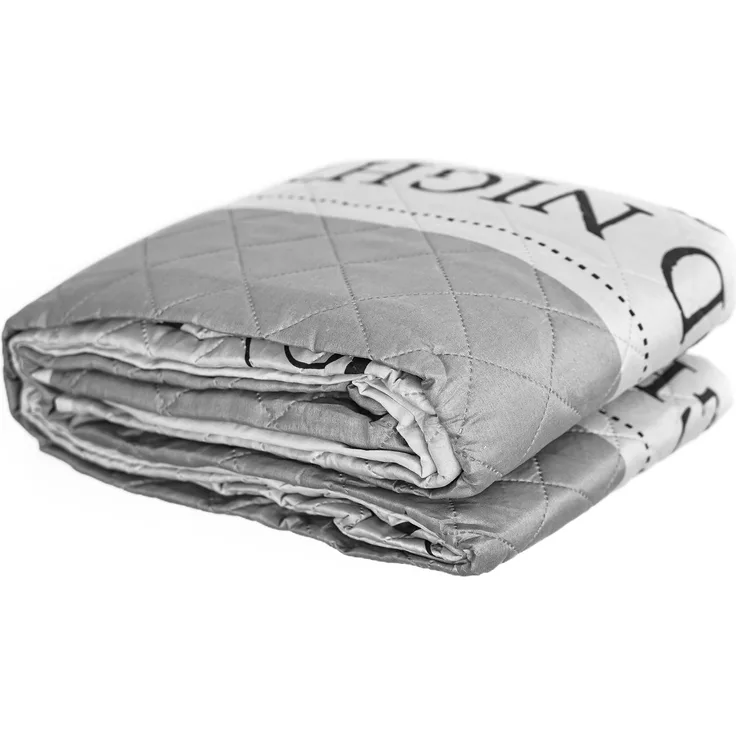 Tagesdecke, Sofaüberwurf in Grau GoodNight-Motiv aus 100% Polyester Bettüberwurf 240x220 cm