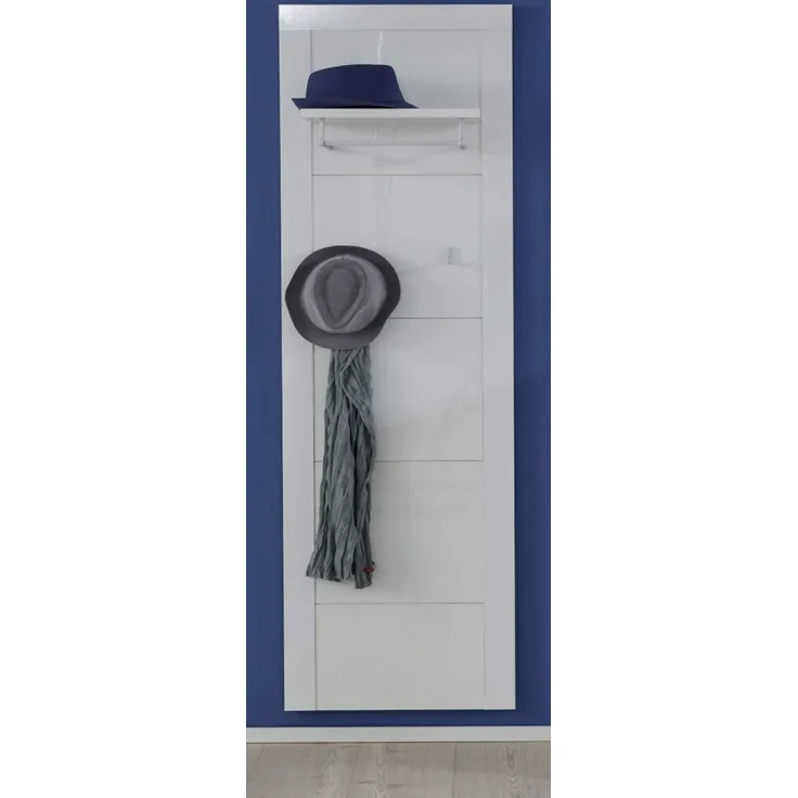 Wandgarderobe Garderobenpaneel Kito in Hochglanz weiß 53x193 cm