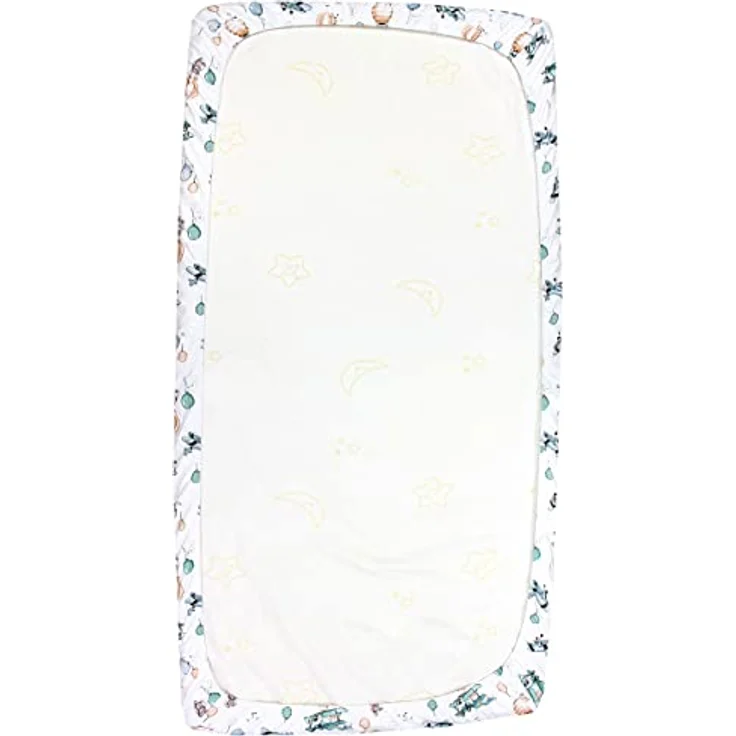 TupTam Spannbettlaken Baby, für Babybett/Kinderbett, 2er Pack, Füchse im Flugzeug / Grün, 70 x 140 cm – Bild 7