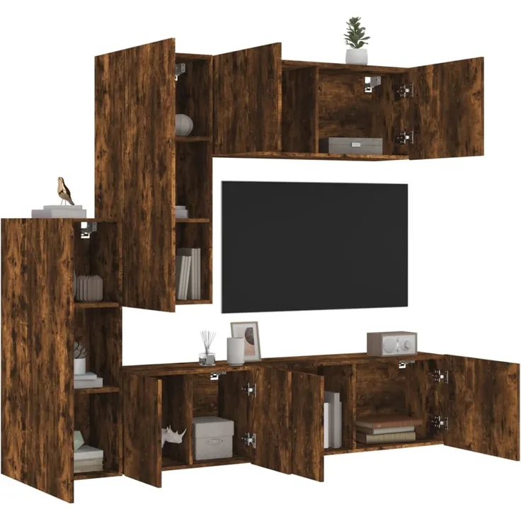 vidaXL 5-tlg. Wohnwand Räuchereiche Holzwerkstoff 3216493