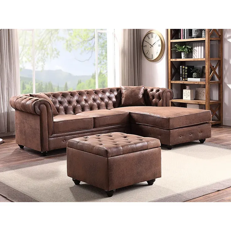 Sitzhocker mit Staukasten Microfaser Vintage Look LOMAI