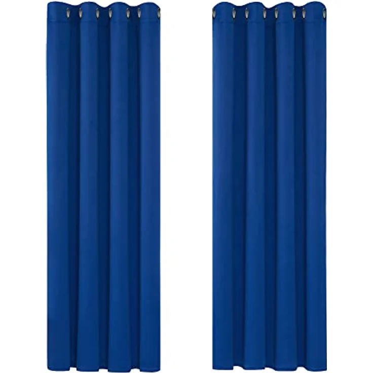 Deconovo Wärmeisolierende Vorhänge mit Ösen Schlafzimmer Königsblau | 2er Set, H200 x B140 cm, Vorhang Blickdicht，Gardinen mit Ösen, Verdunkelnd und Hitzeschutz，für Schlafzimmer und Wohnzimmer – Bild 9