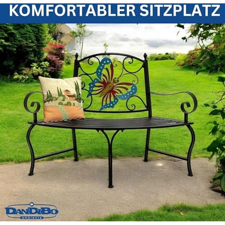 DanDiBo Baumbank Halbrund Wetterfest Metall Braun 96594 Gartenbank Viertelkreis Eisen Bank Garten Antik – Bild 6