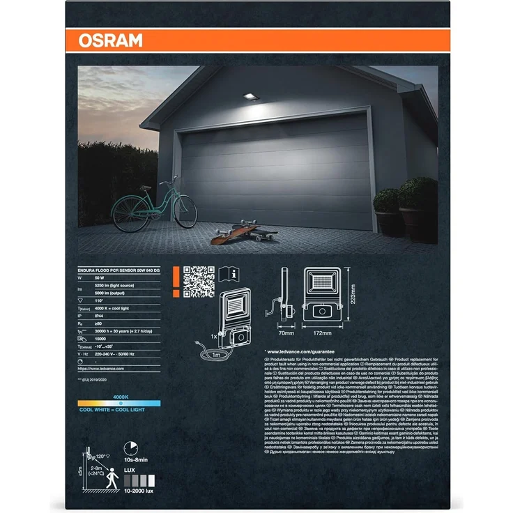 Osram Außenleuchte ENDURA Flood Bewegungsmelder 50W PCR dunkelgrau kaltweiß – Bild 5
