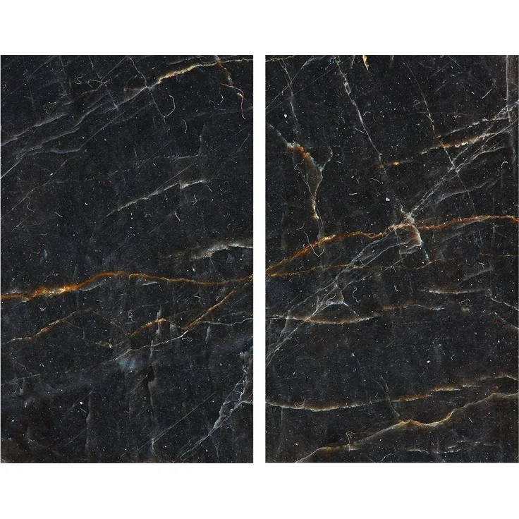 Allstar Glasabdeckplatten Marmor, 2er Set, rutschfeste Herdabdeckung für Glaskeramikkochfelder in Marmor-Optik, praktische Arbeitsflächenerweiterung in der Küche, Gehärtetes Glas, 30 x 52cm, Schwarz – Bild 1