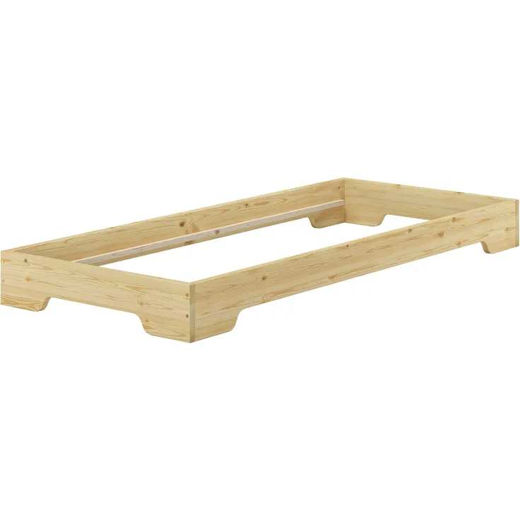 Extra niedriges kurzes Bett in kompakter Form 80x190 Massivholz Kiefer 60. 41-08-190oR
