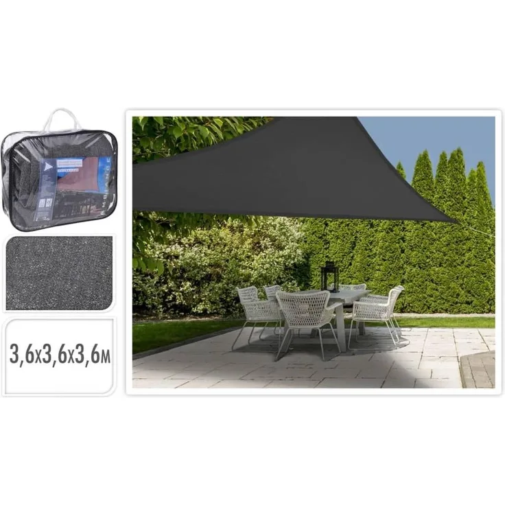 ProGarden Sonnensegel Dreieckig Dunkelgrau 3,6 x 3,6 x 3,6 m