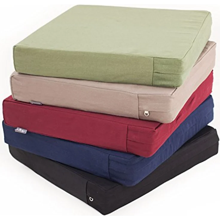 Bodhi MANDIR Kissen quadratisch, Kokosfaser-Füllung, abnehmbarer Baumwollbezug, 46 x 46 x 7,5 cm, olive – Bild 2