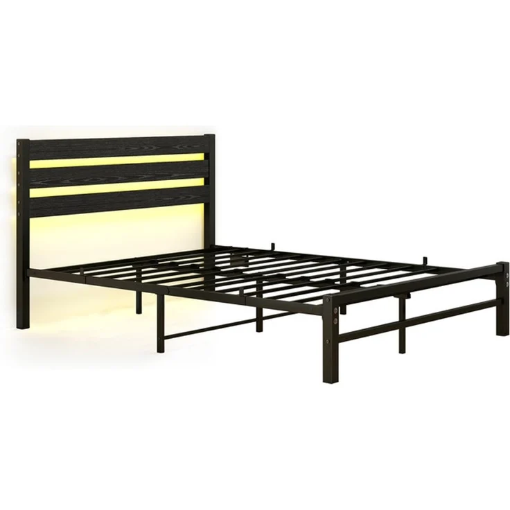 Homerecommend Metallbett 140x200 cm, Doppelbett und Jugendbett, mit MDF-Kopfteil, RGB-LED-Beleuchtung und 2 USB-Anschlüssen, Schwarz – Bild 10