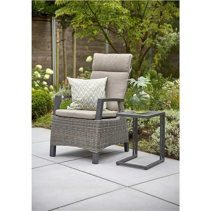 Gartensessel Corido, Rattan, Grau, Schwarz, 61 x 109 x 62 cm – Bild 6