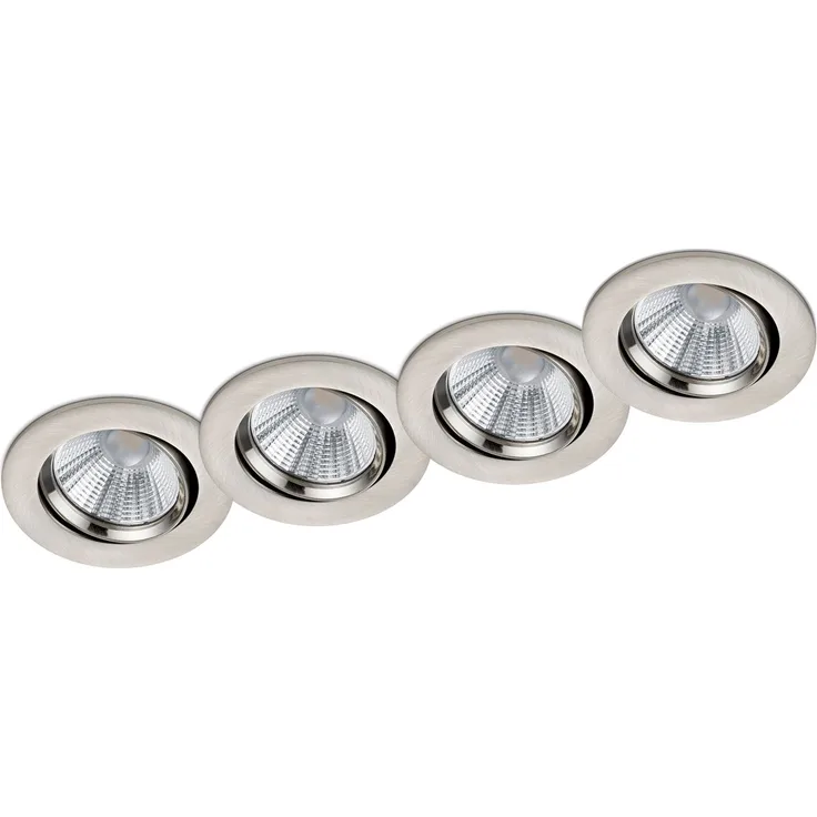 LED Einbaustrahler rund 4er Set Ø 8,5cm schwenkbar dimmbar Nickel matt 5,5W