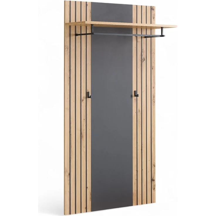 HBZ Garderobenpaneel Lagos in Anthrazit, BxHxT 80x150x28 cm (1 St), Paneel mit 1 Hutablage, 1 Kleiderstange, 2 Kleiderhaken – Bild 1