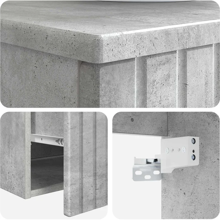vidaXL Wandmontierter Waschbeckenunterschrank Betongrau 890595 – Bild 5