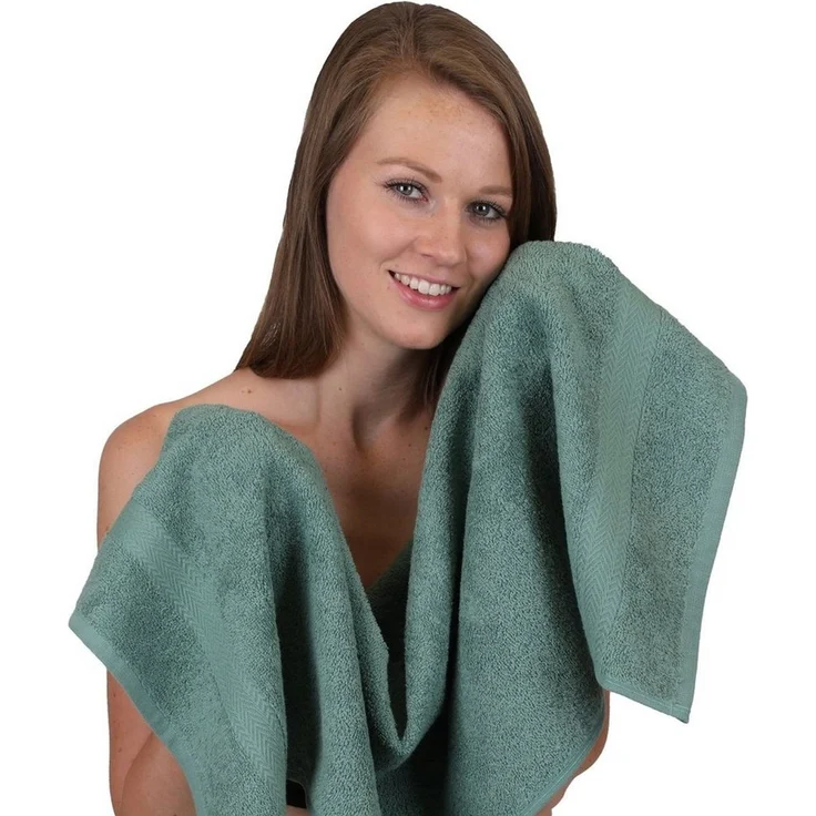 Betz Handtücher 6 Stück Handtuch Set 50 x 100 cm Premium Farbe heugrün/tannengrün, 100% Baumwolle (Set, 6-St) – Bild 3
