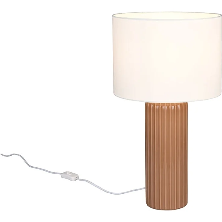 Tischlampe, Keramik Mokka, Textil Beige, H 51 cm – Bild 4