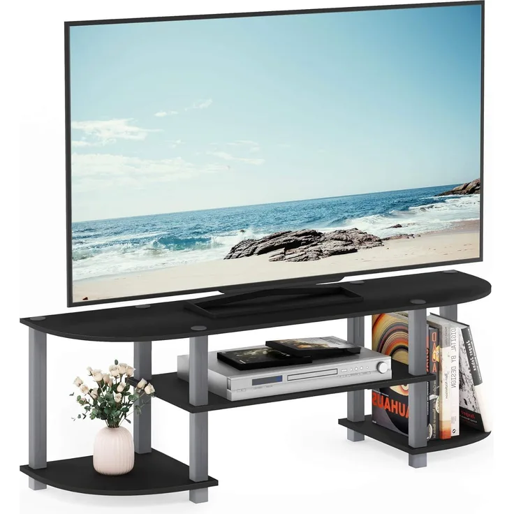 Furinno Breitbild-TV-Unterhaltungszentrum, holz, schwarz/grau, 34. 04x34. 04x40. 39 cm
