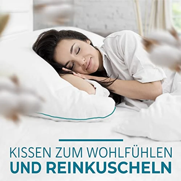 KNERST Kopfkissen Kopfkissen Fitform Technologie 100% Polyester, Füllung: FitForm Technologie – 100% Polyester, ergonomisches Schlafkissen ideal für jede Schlafposition, Kissen mit eleganter, grüner Biese – Bild 5