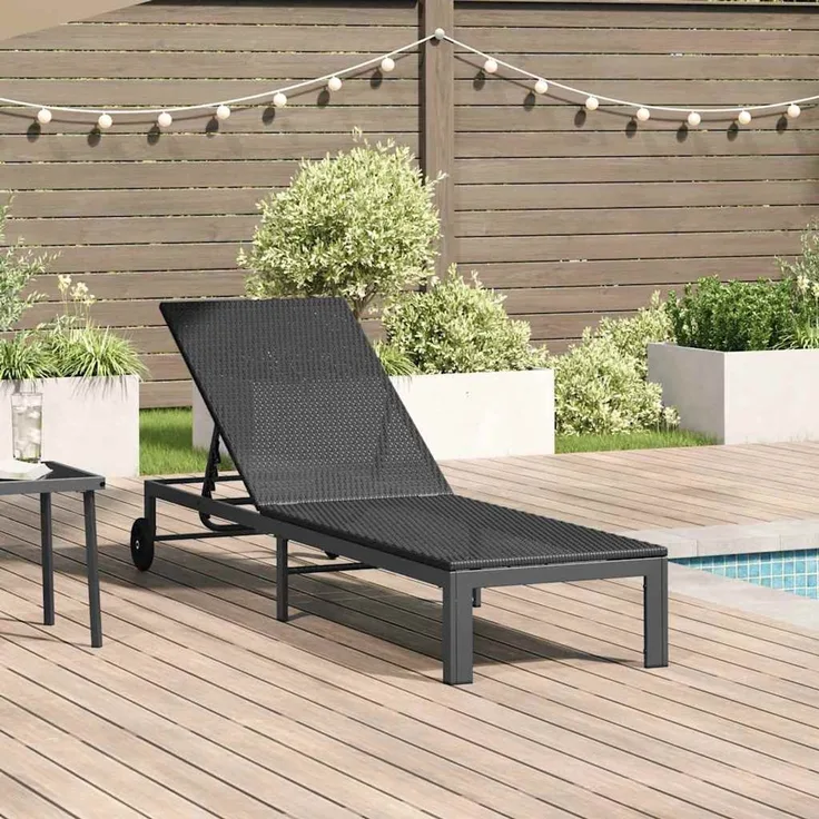 vidaXL Sonnenliege Schwarz 206 x 62,5 x 74 cm Poly-Rattan 42004129