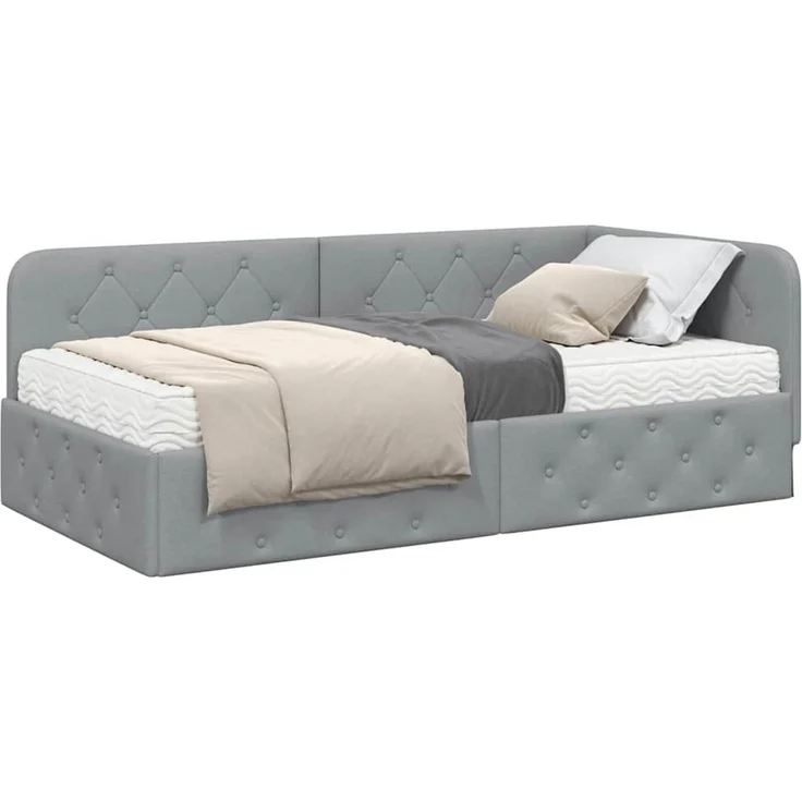 vidaXL Eckbettgestell Hellgrau 90 x 190 cm Stoff 3394037 – Bild 2