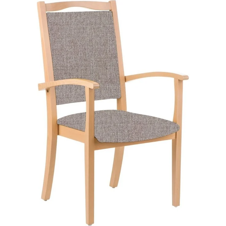 einrichtungsdesign24 Armlehnstuhl Massivholz Seniorenstuhl Alexander Hochlehner Armlehnenstuhl Esszimmer, hohe Rückenlehne, Griffbügel und gerundeter Sitzfläche – Bild 1