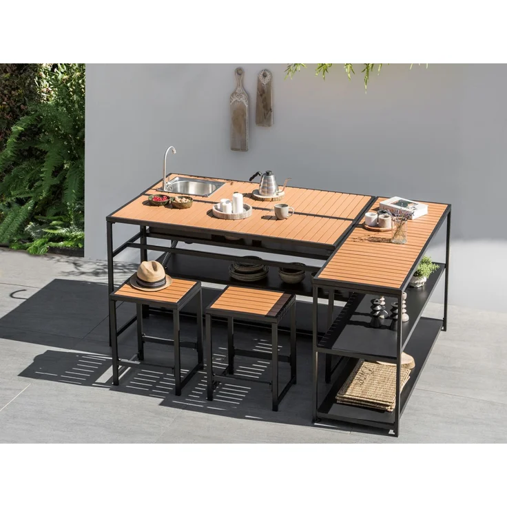 Outdoor-Kücheninsel mit Spüle AVETRANA Metall Schwarz – Bild 3