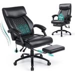 COLAMY Ergonomischer Chefsessel mit Fußstütze, gepolsterten Hochklapparmen und Kippverstellung für langes Arbeiten im Homeoffice, Schwarz