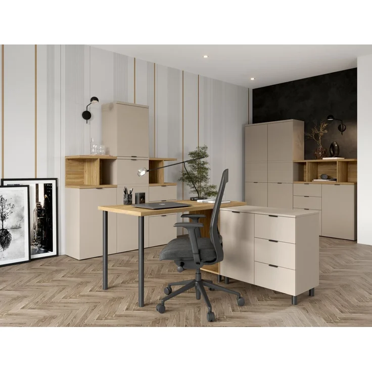 Carryhome 'TINO OFFICE' Aufsatzregal breit Zubehör, MDF Eiche, 105 x 40.4 x 40.3 cm, mit 2 Fächern – Bild 7