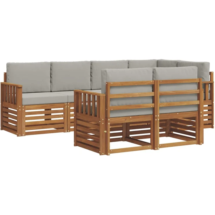 vidaXL Outdoor-Sofagarnitur 7 stk. 7-Sitzer Natur und Hellgrau 3374961 – Bild 2