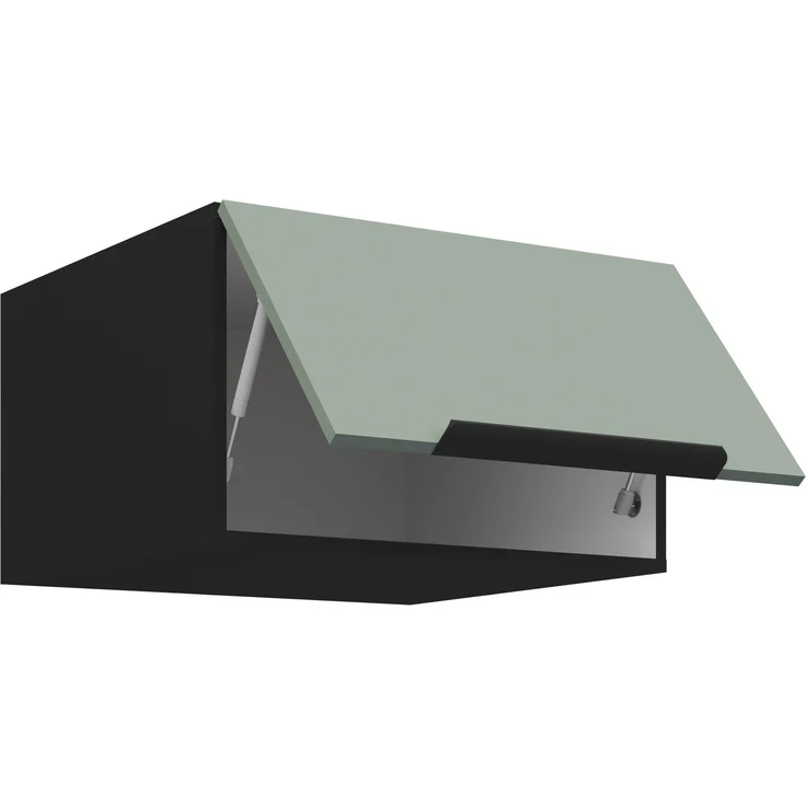 Küchen Aufsatzschrank 60 cm ARIA Aquamarin ultra matt + Schwarz matt, hochwertige Fronten mit Anti Fingerprint Beschichtung Küchenzeile Küchenblock – Bild 3
