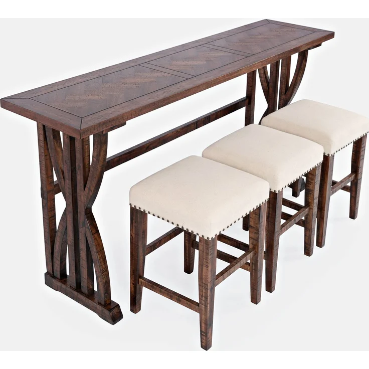 Livin Hill Avola AV1931-74 Stehtisch mit Hockern, Akazienholz, Furnier, Stoff, 91,5 x 46 x 188 cm – Bild 2