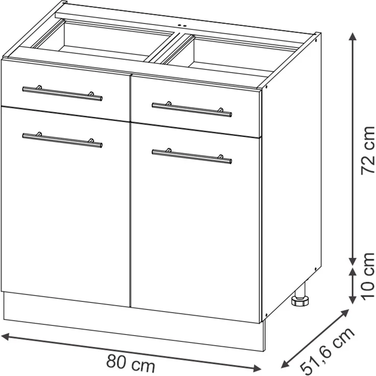 Küchenunterschrank Fame-Line Dunkelblau Hochglanz 80 cm ohne Arbeitsplatte Vicco – Bild 3