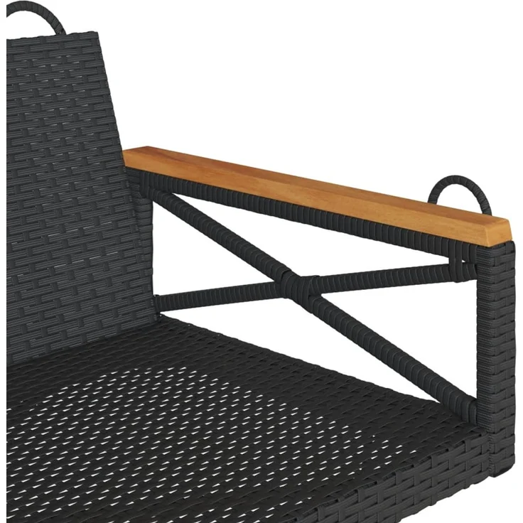 vidaXL Hängebank Schwarz 109x62x40 cm Poly Rattan 368152 – Bild 7