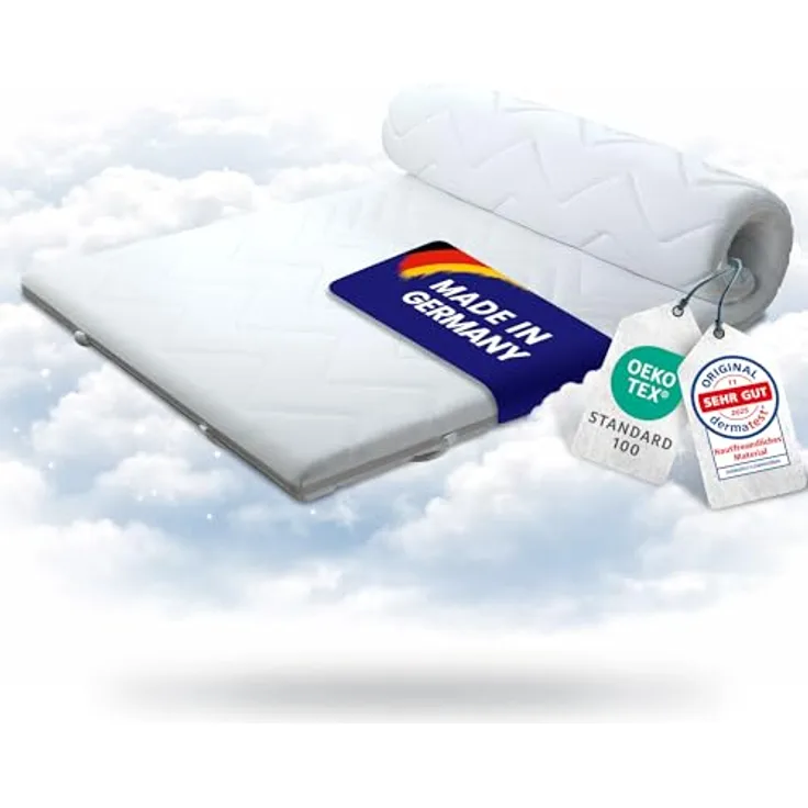 Evan Browns Matratzentopper 90x190, Schaumstoff Topper mit abnehmbarem, waschbarem Bezug, rutschfesten 4 Eckgummis - Orthopädische Matratzenauflage für Boxspring & Matratzen, atmungsaktiv