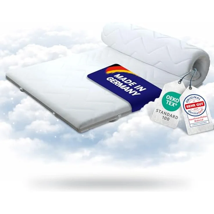 Evan Browns Matratzentopper 90x190, Schaumstoff Topper mit abnehmbarem, waschbarem Bezug, rutschfesten 4 Eckgummis - Orthopädische Matratzenauflage für Boxspring & Matratzen, atmungsaktiv – Bild 1