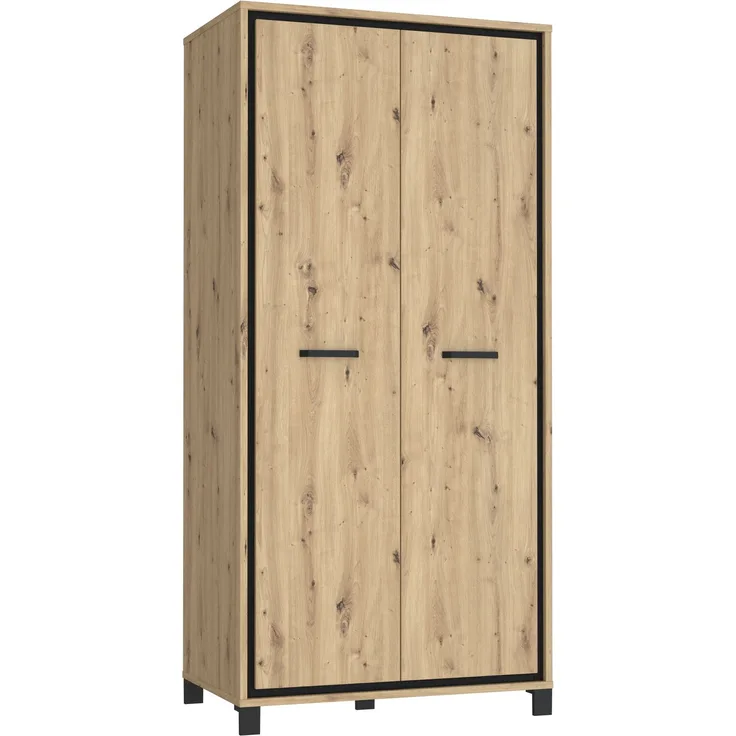 FORTE 'Trondheim' Kleiderschrank, Holzwerkstoff, Schwarz/Braun, 99,1 x 209 x 60,3 cm