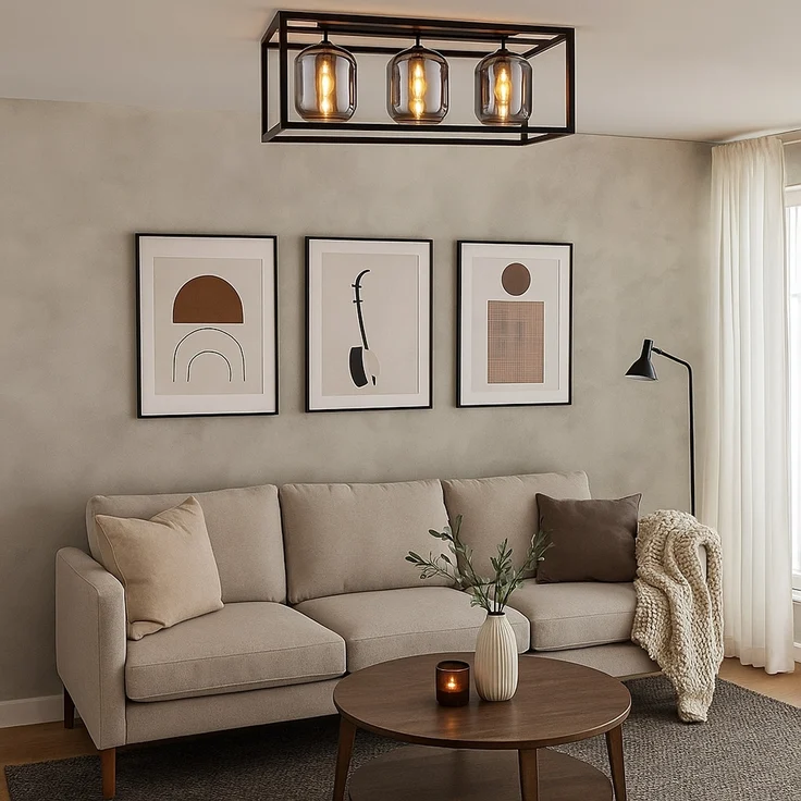 Deckenleuchte, schwarz, Glas rauch, L 77 cm – Bild 3