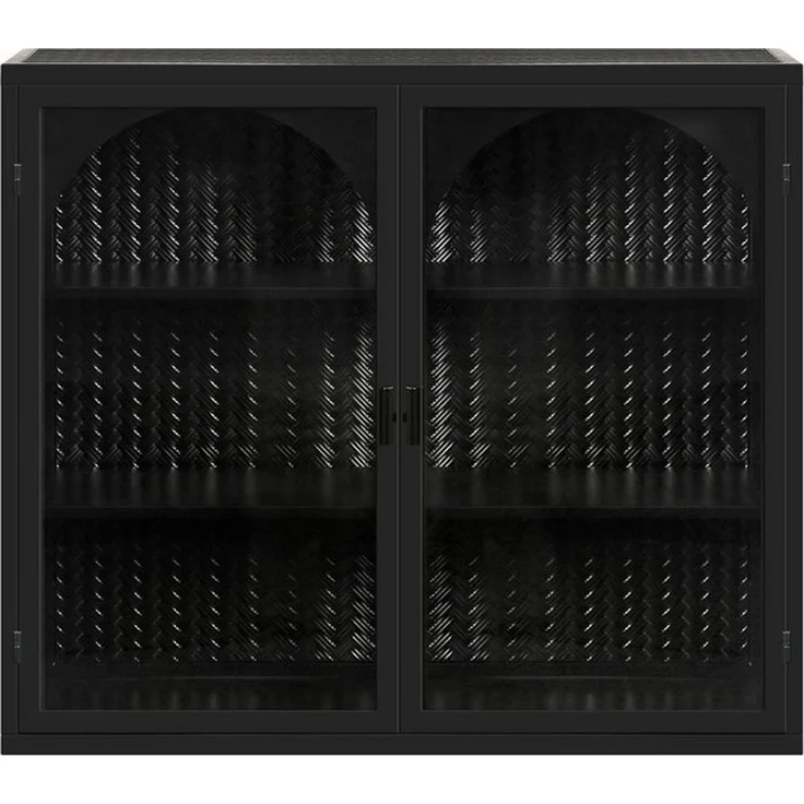 FANNOU Hängeschrank mit dreistufiger Lagerung, 70 x 60 x 23 cm Glastüren Moderner zweitüriger Wandschrank für Eingangsbereich, Küchen – Bild 4