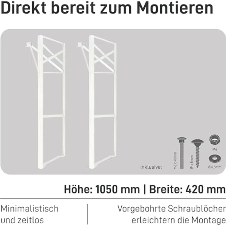 Natural Goods Berlin 2er Set Stehtisch Gestell klappbar (Weiß, 105x43 cm) – Metall Tischbeine im Kastenprofil für Stehtische – Stabiles Tischgestell für Garten, Terrasse & Camping – Bild 4