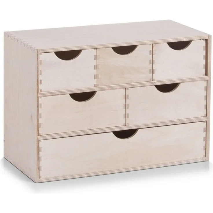 Zeller Present Aufbewahrungsbox Zeller 6er Schubladenelement Mini-Kommode aus Birkenholz