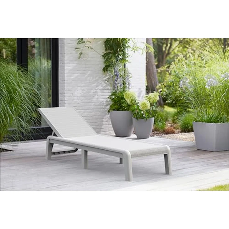 KETER Palma Sonnenliege für den Garten mit 4-Fach Verstellbarer Rückenlehne, klappbare Gartenliege, weiß, 187 x 58 x 29 cm, pflegeleicht, wetterfest und UV-beständig – Bild 5