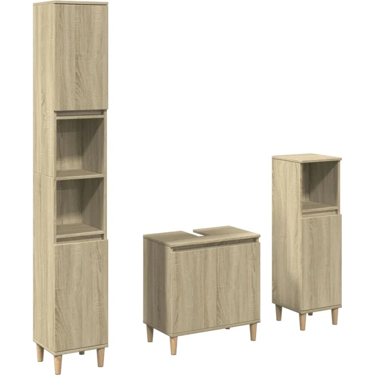 vidaXL 3-tlg. Badmöbel-Set Sonoma-Eiche Holzwerkstoff 3307670 – Bild 2